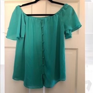 Off the shoulder green top!